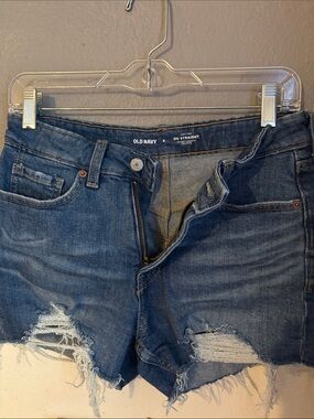 Old Navy Blue High-Rise Distressed Denim Shorts